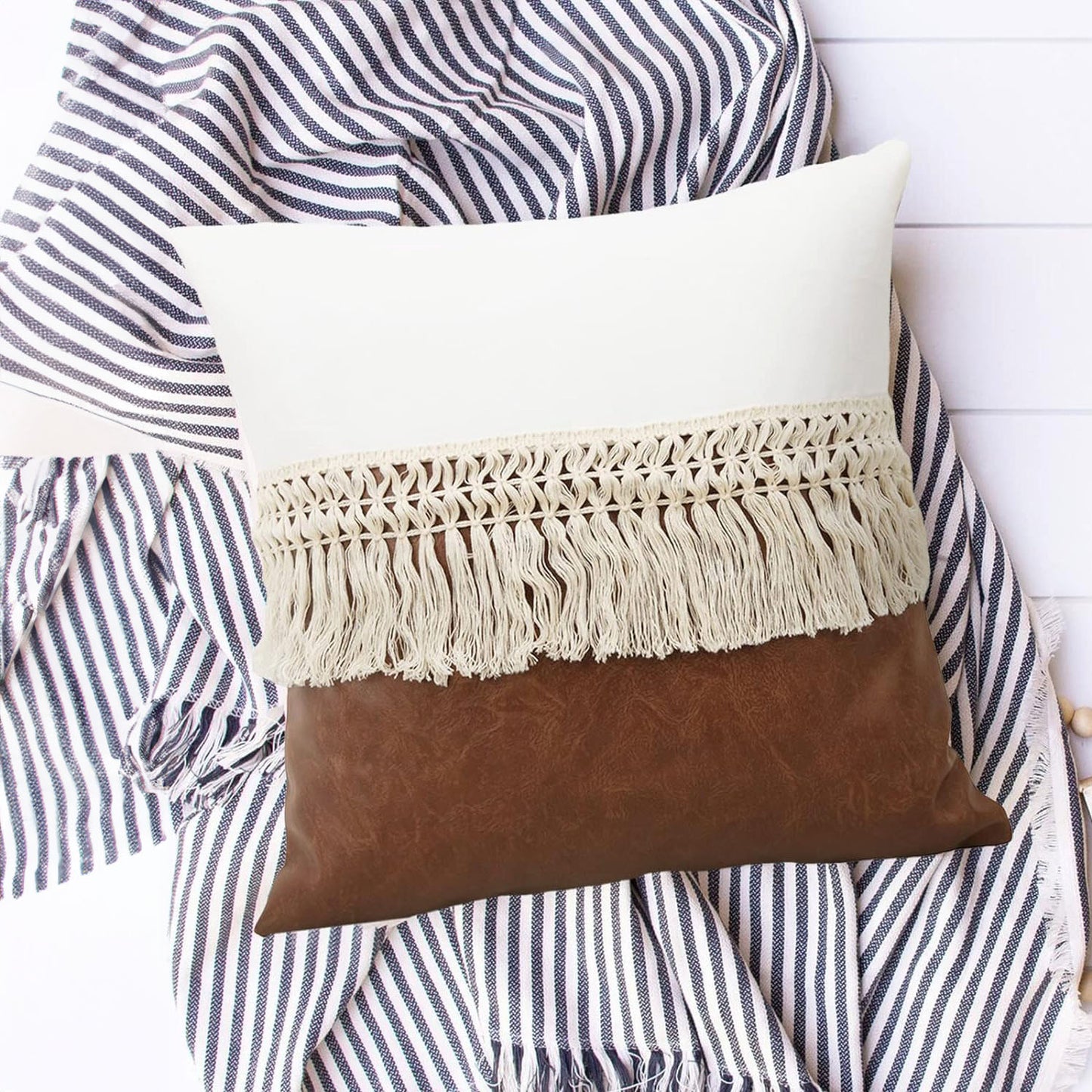 Grandeur Leather Bohemian Cushion Cover